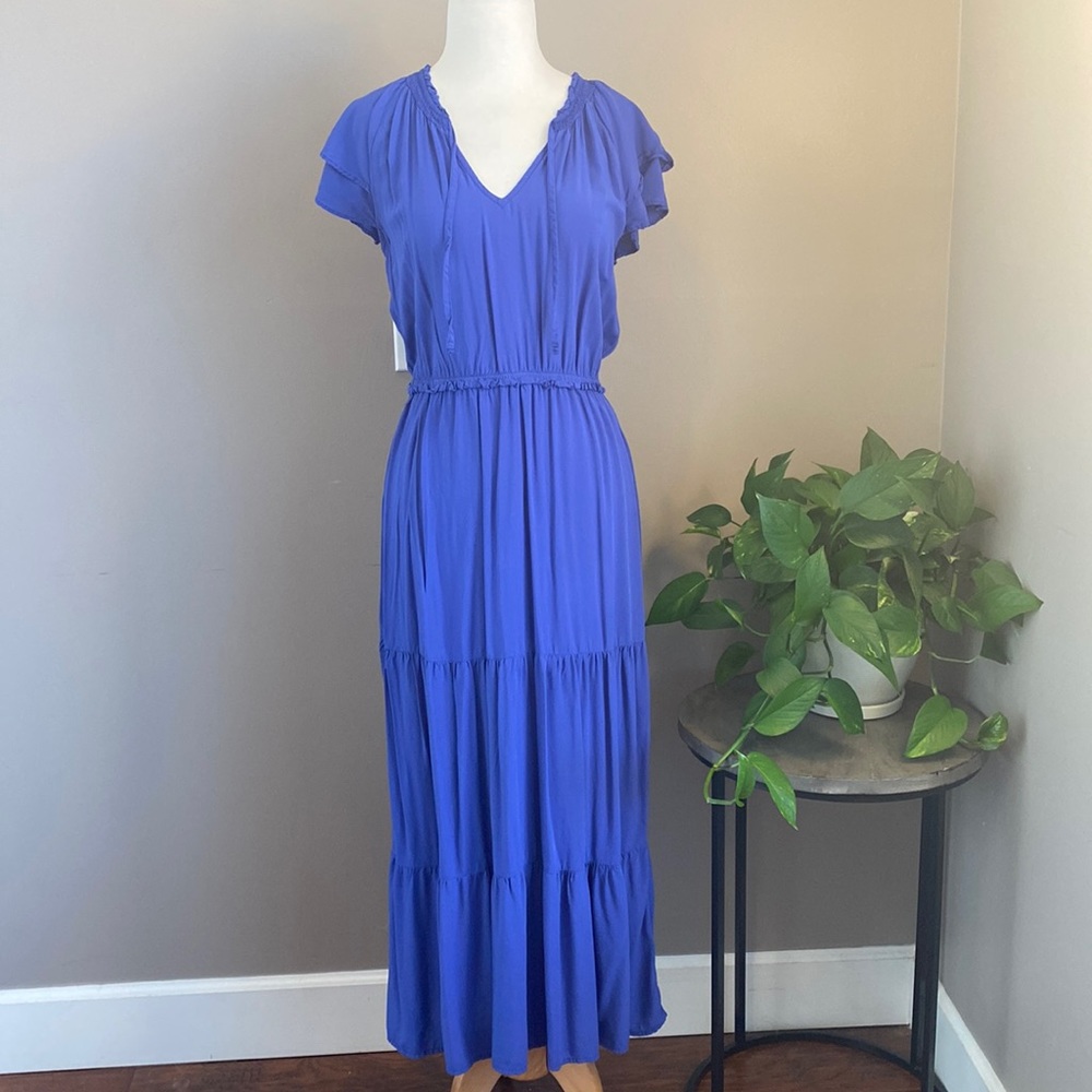 Old Navy Violet Blue Waist Defined Maxi Dress Medium